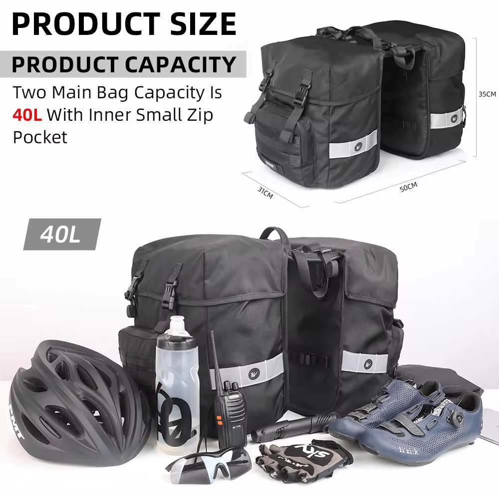 حقيبة دراجة هوائية 40 لتر 2 في - مراجعة Panniers Waterproof Rear وسعره