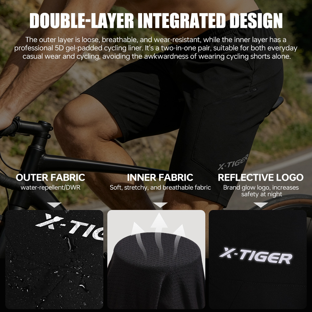 شورت X-TIGER 2 في 1 لركوب الدر - مراجعة Cycling Shorts For Commute وسعره